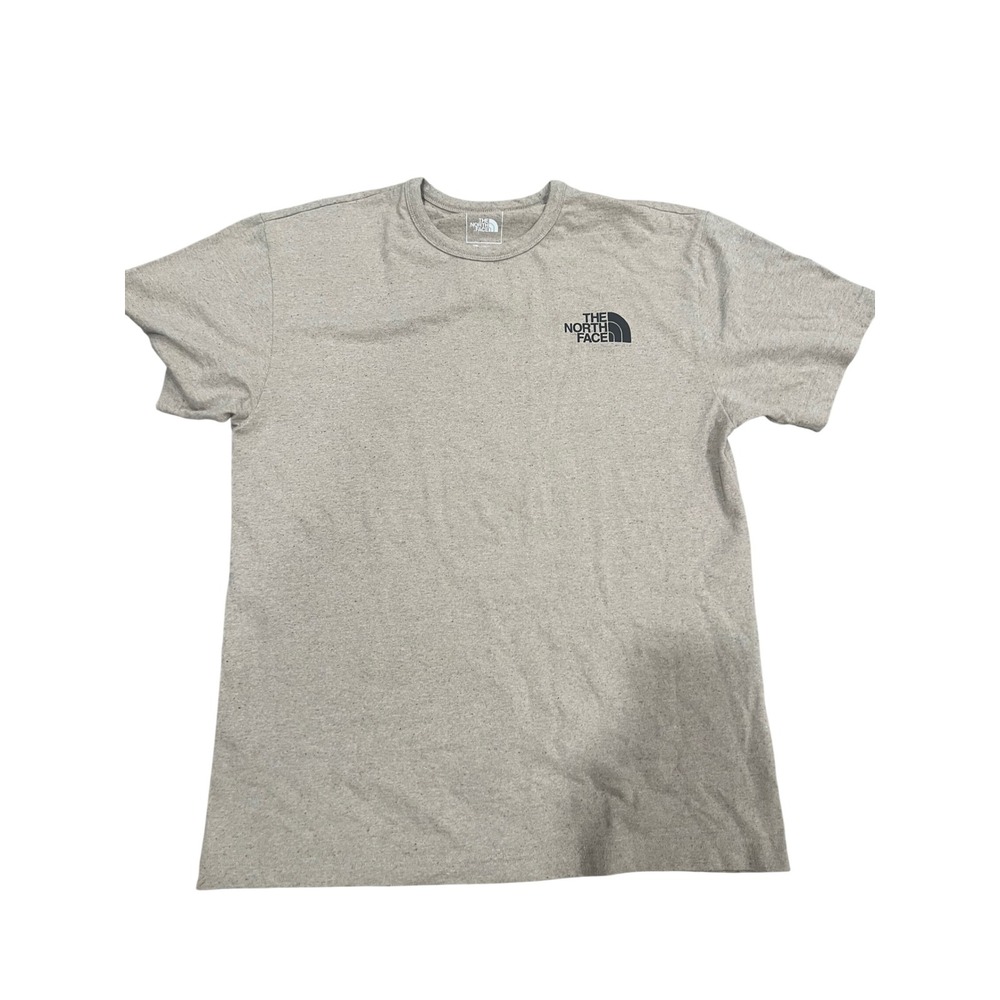 The North Face Mens Re-grind T-Shirt Sz L Beige Graphic Cascades Made Of Stone